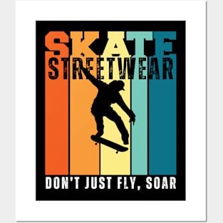 Black Retro Skateboard Posters and Art